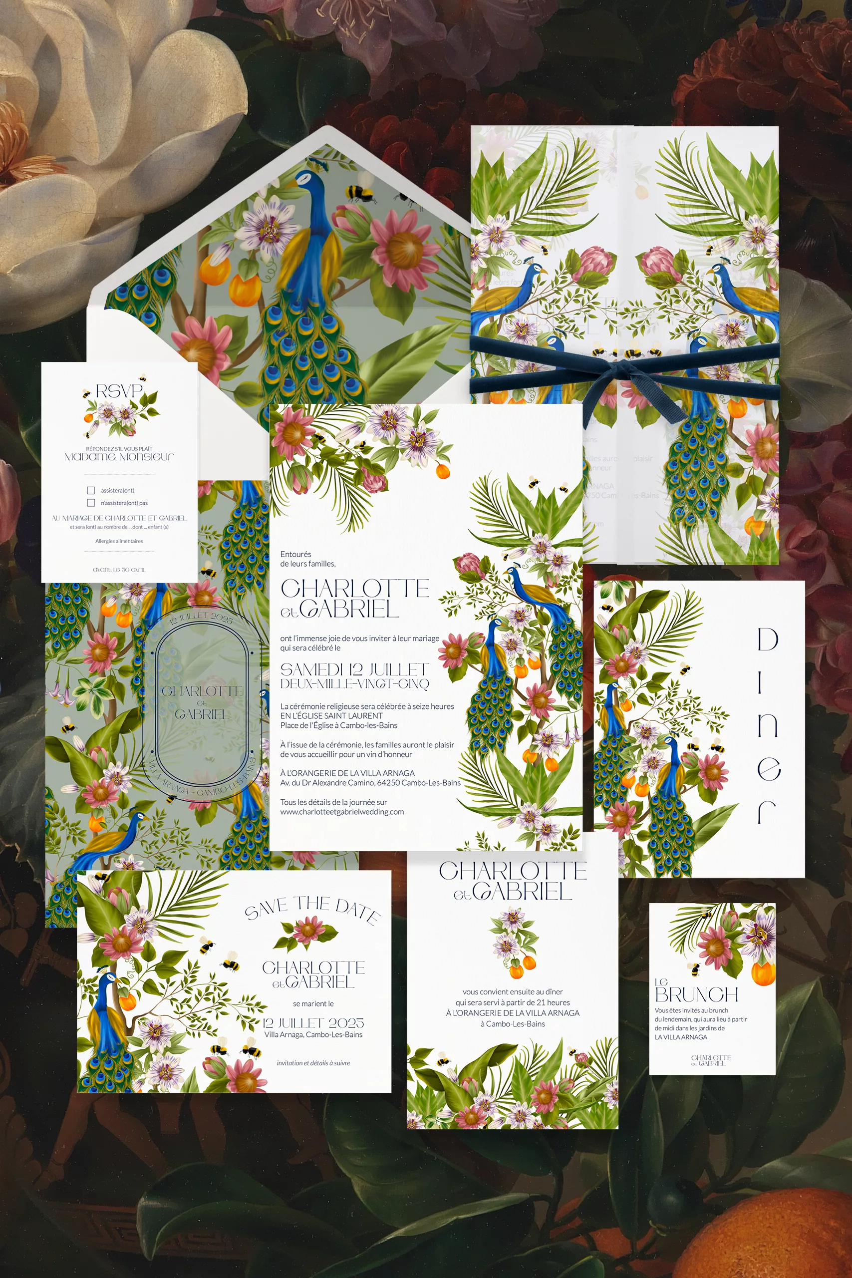 Papeterie de mariage Peacock Garden - Maison Célestine