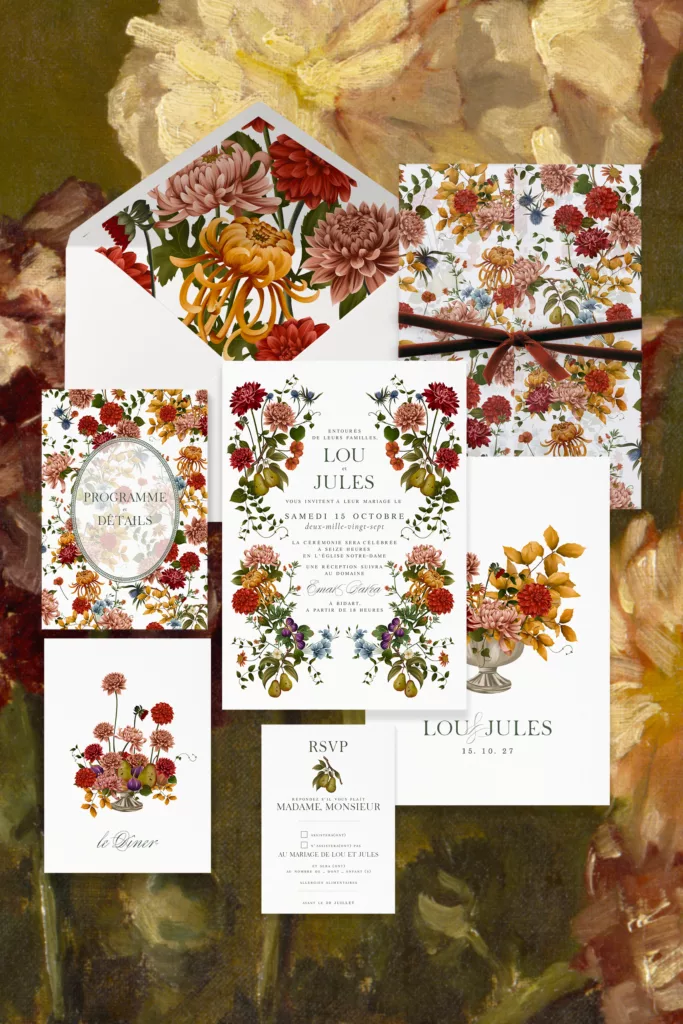 Collection de papeterie de mariage Songes d'Automne - Maison Célestine