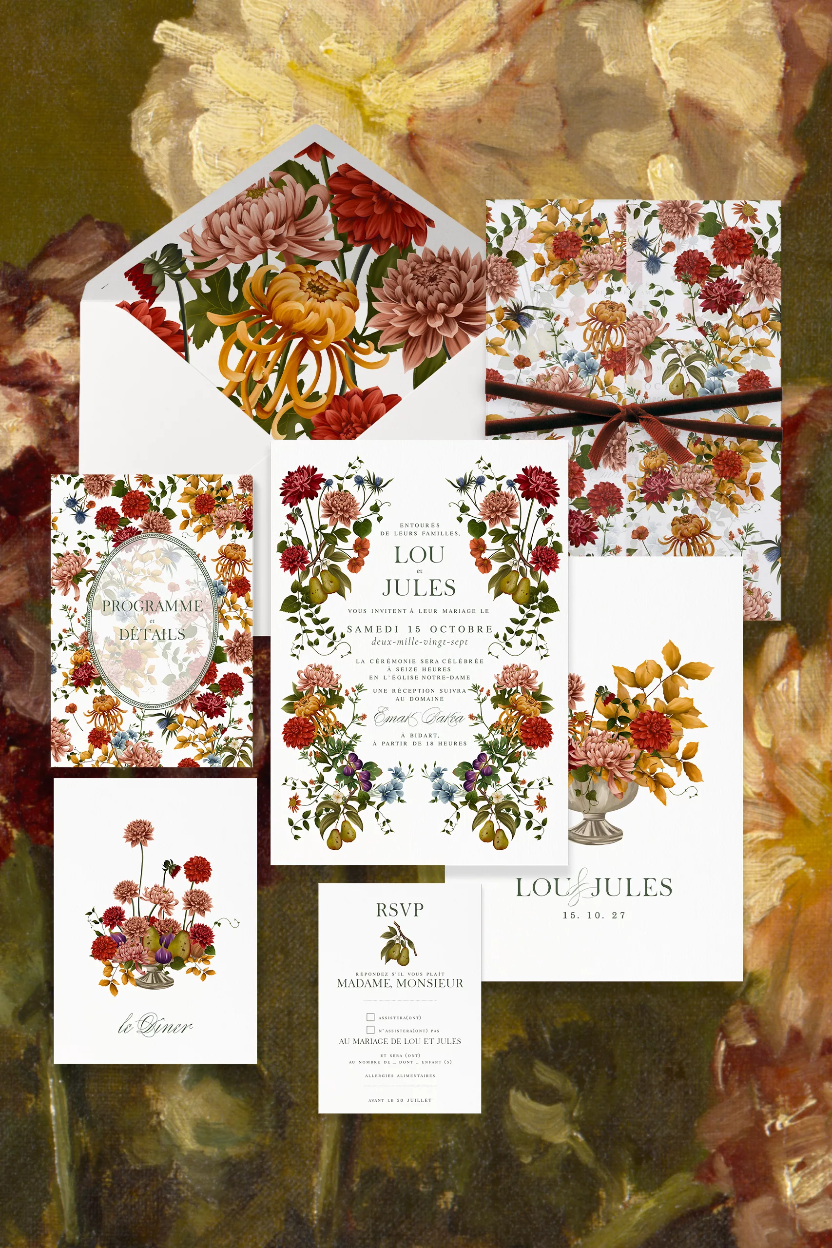 Collection de papeterie de mariage Songes d'Automne - Maison Célestine