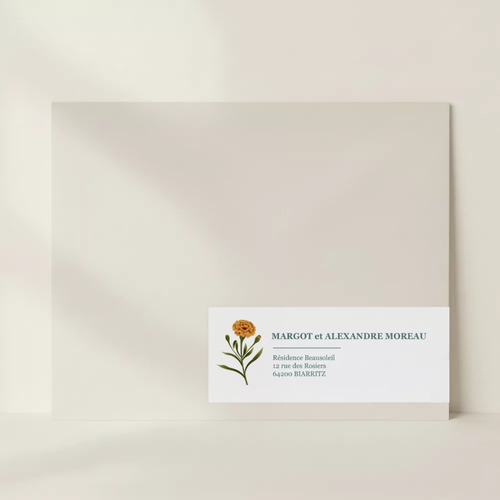 Étiquette d'expédition Jaipur personnalisée avec adresses invités et expéditeur, sticker d'adresse illustré pour enveloppe de mariage par Maison Célestine.