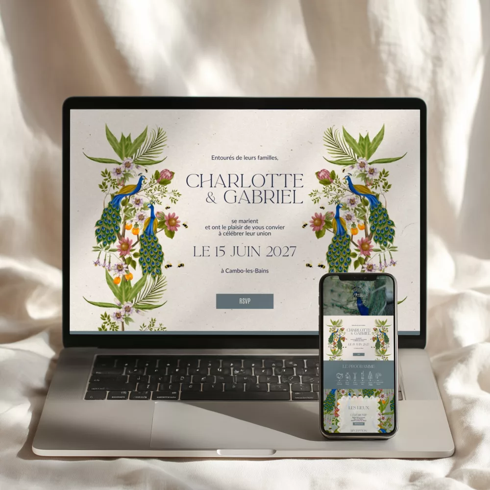 faire-part mariage digital exotique