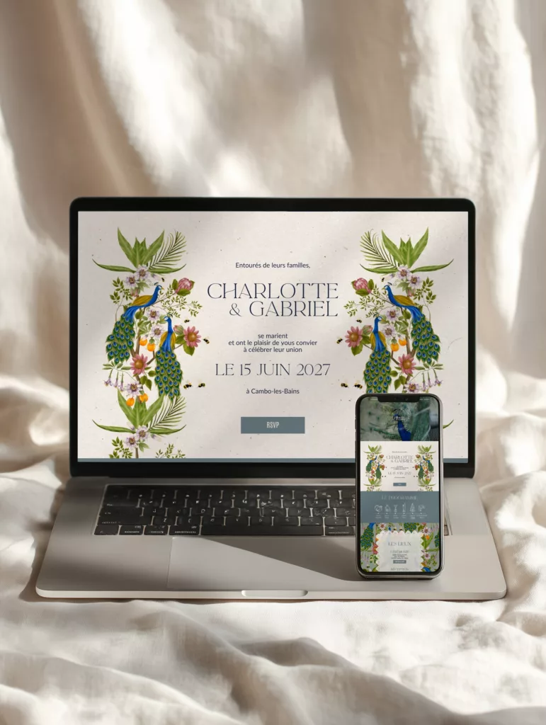 faire-part mariage digital exotique