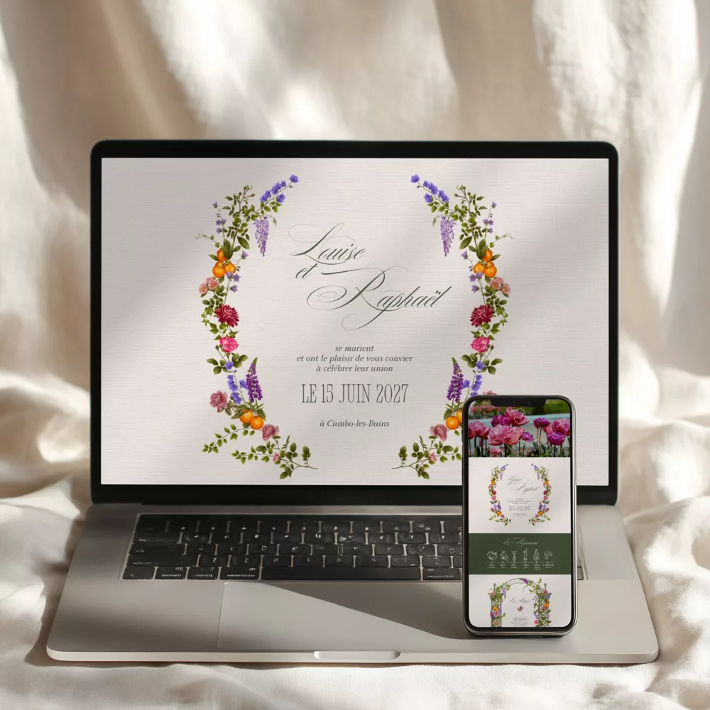 faire-part de mariage digital botanique