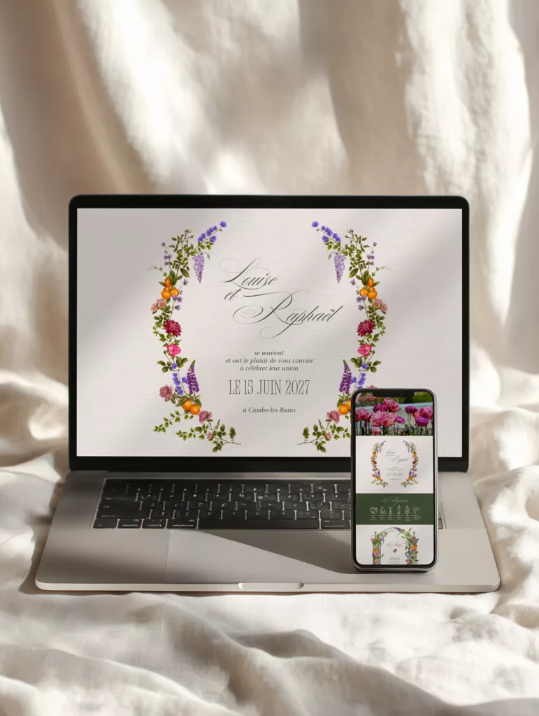 faire-part de mariage digital botanique