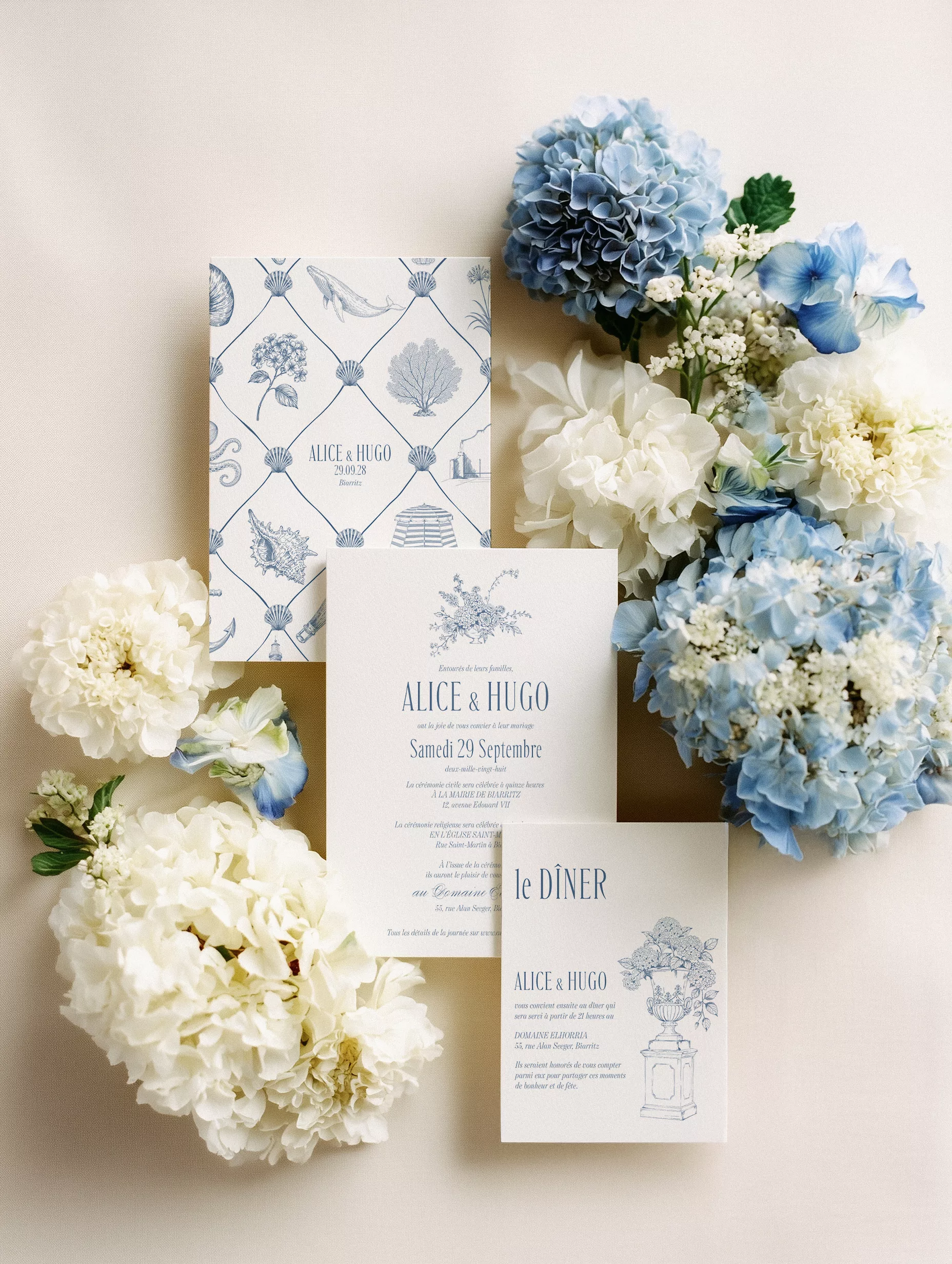Faire-part de mariage inspiré de la Côte Basque