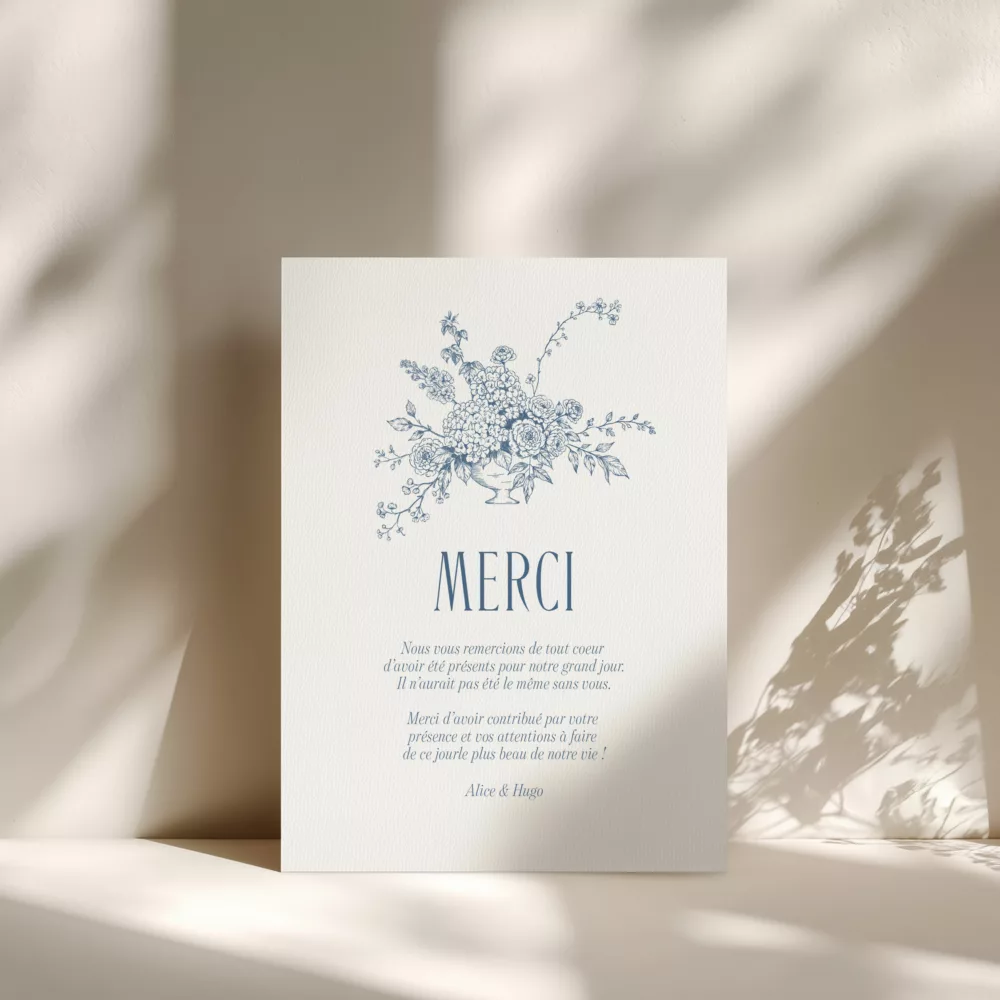 Carte de remerciement mariage Côte Basque