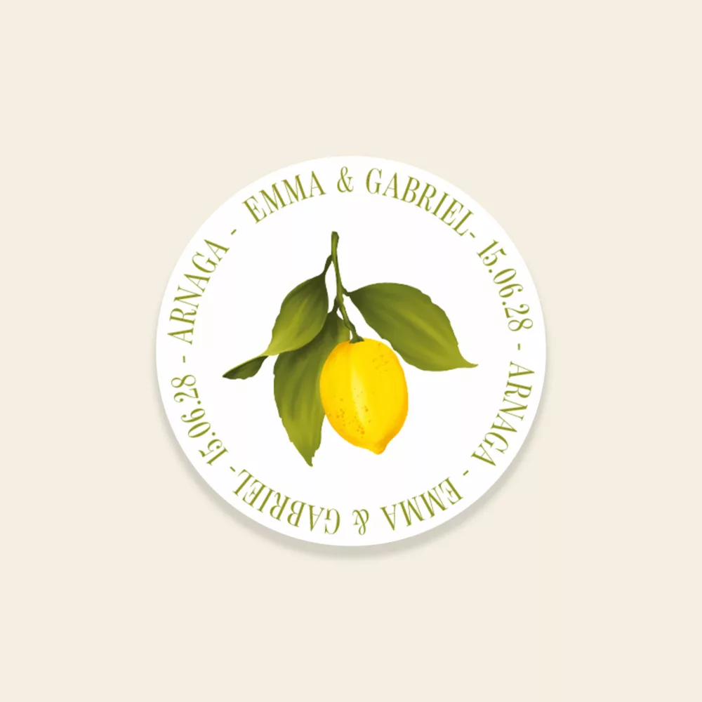 Sticker mariage Dolce Vita avec citron et fleurs